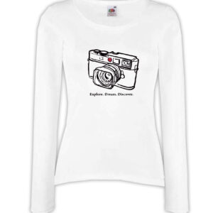 T-shirt manica lunga donna - J125 Explore Dream Discover Macchina Fotografica Foto