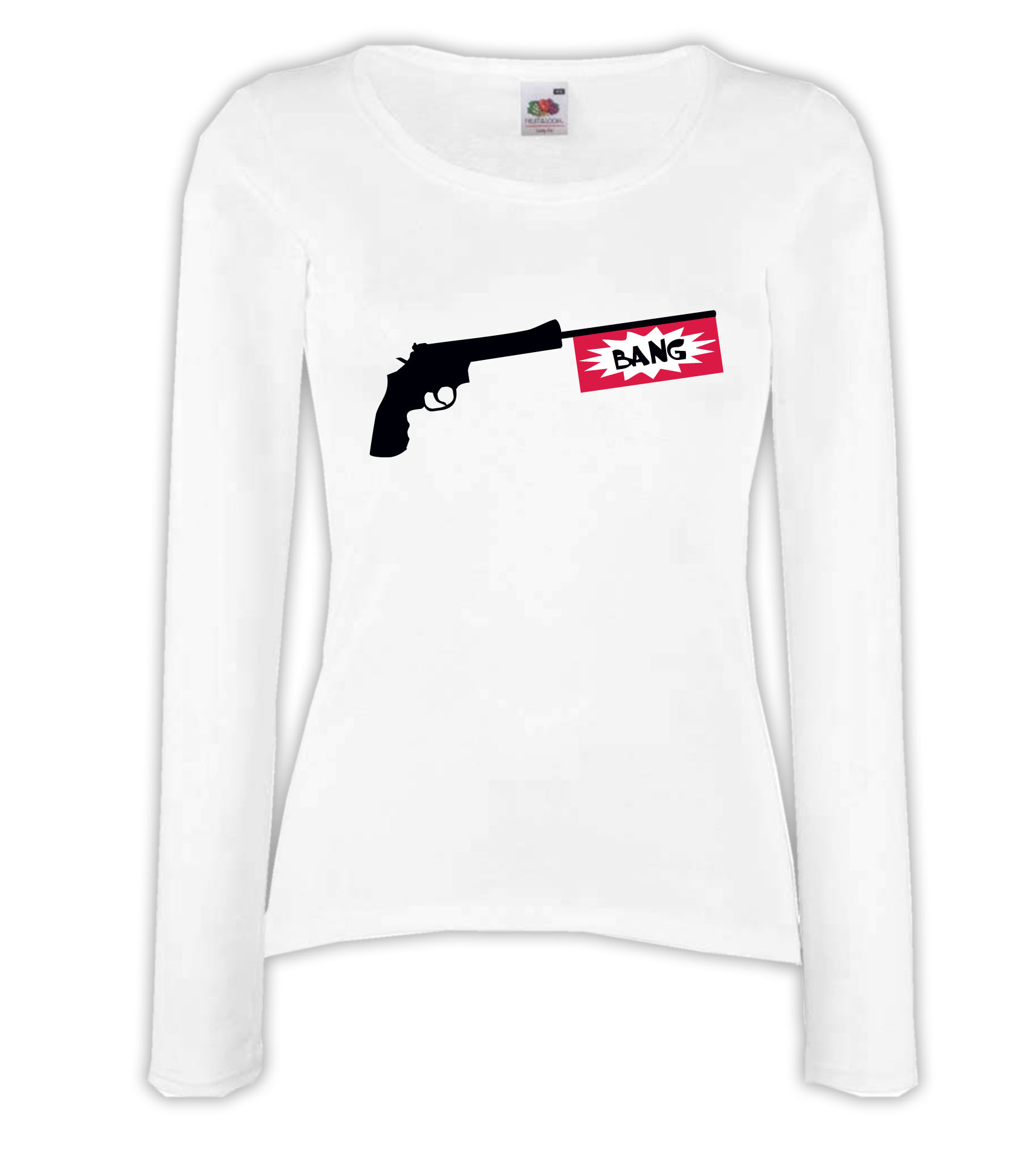 T-shirt manica lunga donna - J134 Pistola Fuoco Funny Bang Gun ironic 1 T-shirt manica lunga donna - J134 Pistola Fuoco Funny Bang Gun ironic